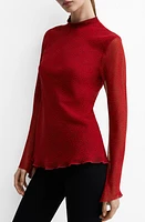 MANGO Long Sleeve Top Red at Nordstrom,