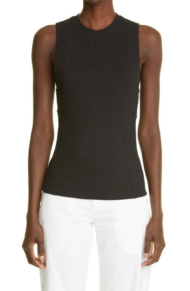 K. NGSLEY Gender Inclusive Dani Rib Stretch Cotton Tank Black at Nordstrom,