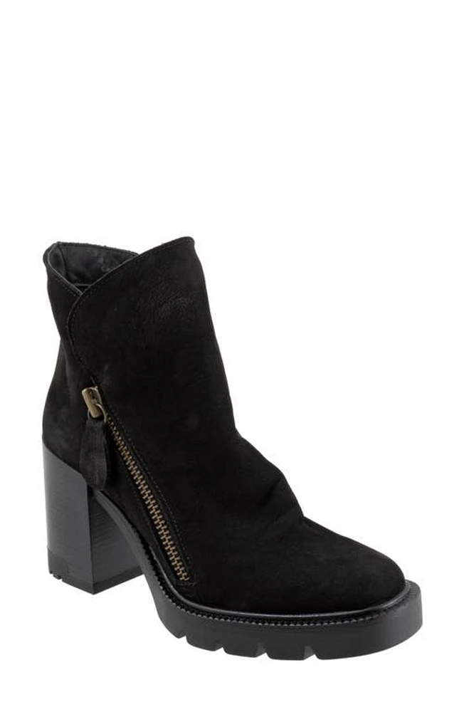 Bueno Elliott Block Heel Bootie Black Nubuck at Nordstrom,