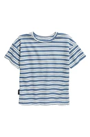 TINY TRIBE Kids' Stripe Waffle Knit T-Shirt Blue at Nordstrom,