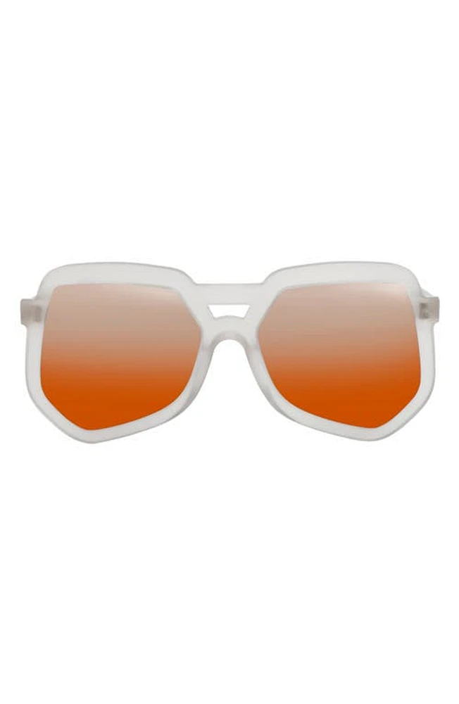 Grey Ant 55mm Clip Aviator Hexagonal Sunglasses in White/Orange at Nordstrom