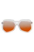 Grey Ant 55mm Clip Aviator Hexagonal Sunglasses in White/Orange at Nordstrom