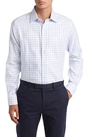 David Donahue Trim Fit Check Dress Shirt White/Sky at Nordstrom,