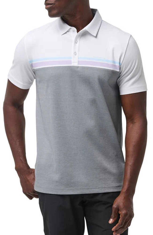 TravisMathew First Timer Stripe Colorblock Polo White at Nordstrom,