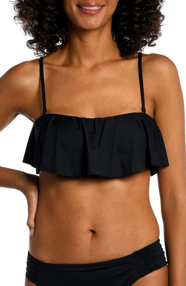 La Blanca Bandeau Ruffle Bikini Top Black at Nordstrom,