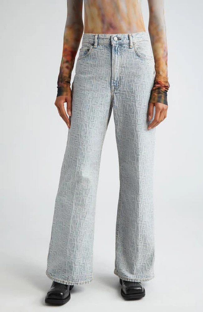 Acne Studios Monogram High Waist Relaxed Fit Jeans Blue/Beige at Nordstrom, X 30