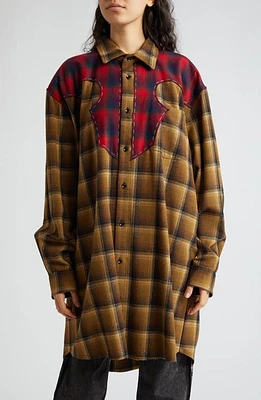 Maison Margiela x Pendleton Plaid Wool Flannel Button-Up Shirt Olive/Brown at Nordstrom, Us