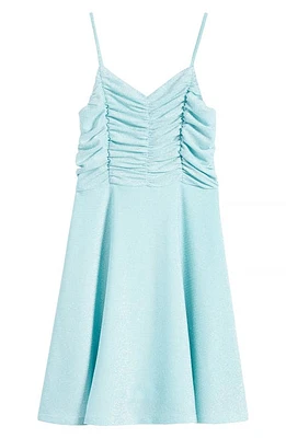 Ava & Yelly Kids' Metallic Shirred Bodice Skater Party Dress Seafoam at Nordstrom,