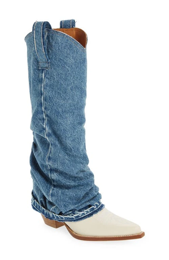 R13 Denim Sleeve Western Boot Indigo at Nordstrom,