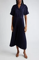 A. L.C. Liam Short Sleeve Midi Shirtdress Maritime Navy at Nordstrom,