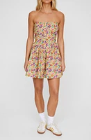 NASTY GAL Ditsy Floral Strapless Skater Dress Yellow at Nordstrom,