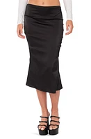 EDIKTED Low Rise Satin Midi Skirt Black at Nordstrom,