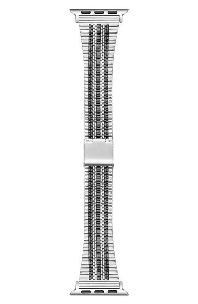 The Posh Tech Eliza Stainless Steel Apple Watch Watchband in Silver/black at Nordstrom