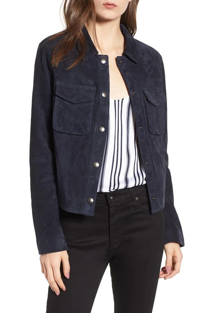 AG Ari Suede Trucker Jacket Dark Cove at Nordstrom,