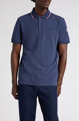 Moncler Tipped Logo Embossed Cotton Piqué Polo at Nordstrom,