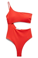 MANGO Cutout One-Shoulder One-Piece Swimsuit at Nordstrom