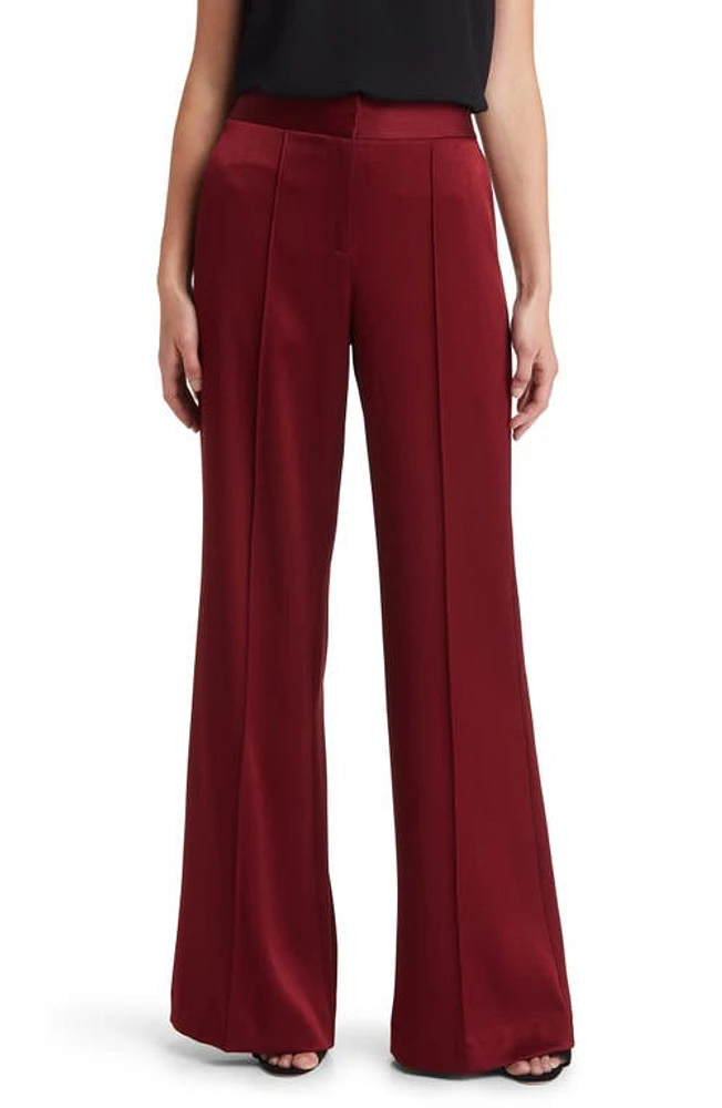 KOBI HALPERIN Andi Wide Leg Satin Pants Burgundy at Nordstrom,