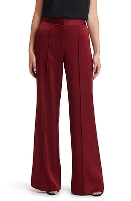 KOBI HALPERIN Andi Wide Leg Satin Pants Burgundy at Nordstrom,