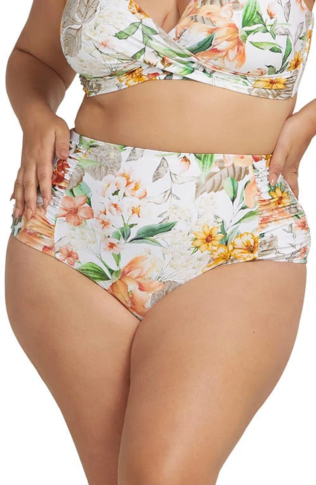 Artesands La Dolce Vita Botticelli Floral Bikini Bottoms White at Nordstrom, Us