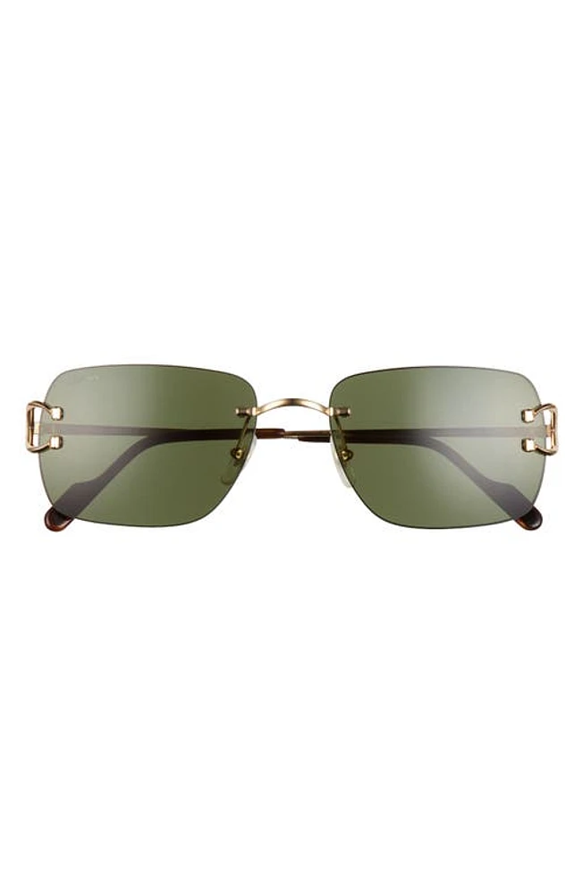 Cartier 59mm Rimless Rectangular Sunglasses in Gold at Nordstrom