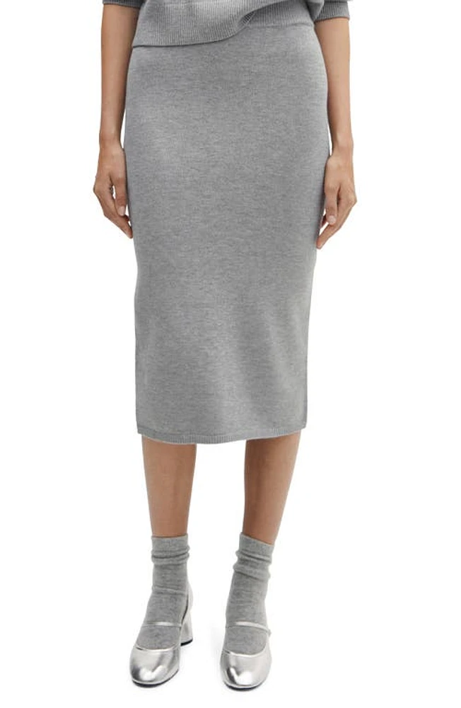 MANGO Rib Midi Sweater Skirt in Medium Grey at Nordstrom, Size X-Small