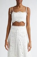 Zimmermann Ottie Embroidered Guipure Lace Crop Top Ivory at Nordstrom,