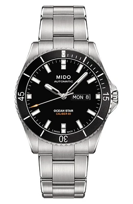 MIDO Ocean Star Automatic Bracelet Watch, 42.5mm in Silver/Black/Silver at Nordstrom