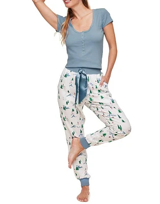 Adore Me Caileigh Pajama T-shirt & Jogger Set Convo White at Nordstrom,