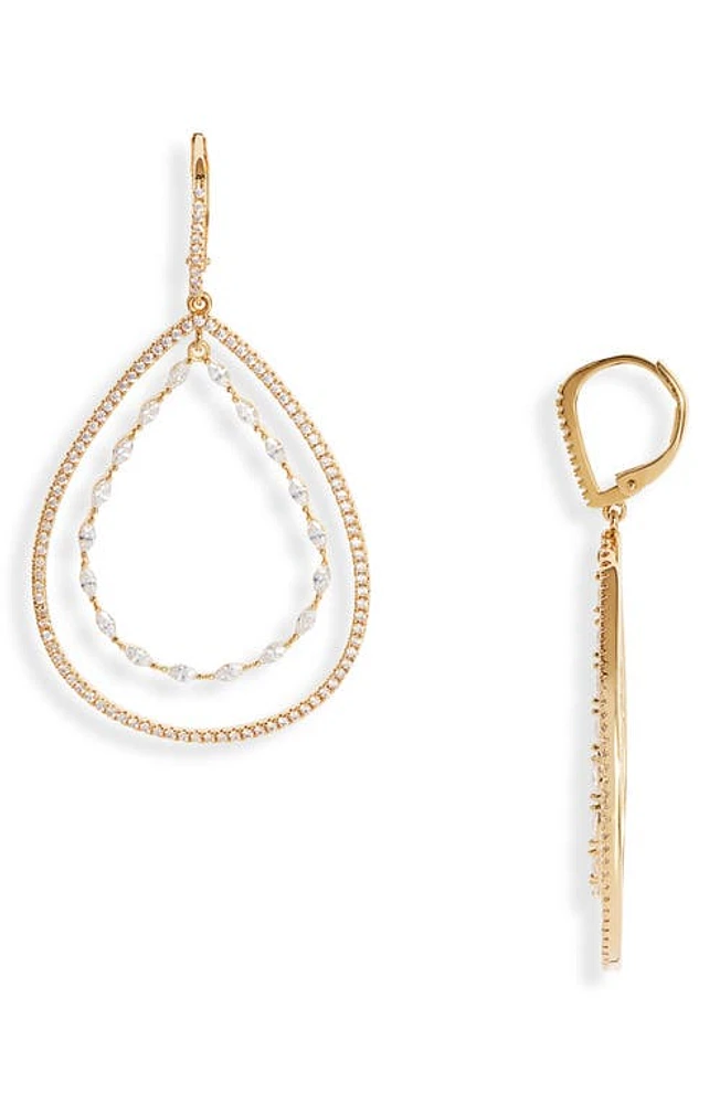 Nordstrom Double Teardrop Earrings in Clear- Gold at Nordstrom