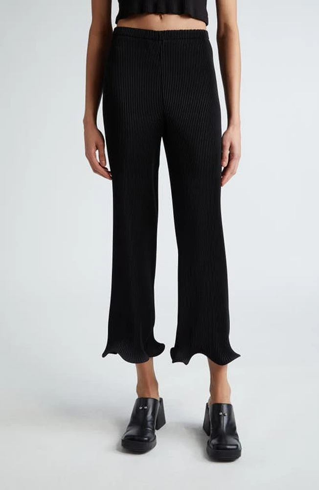 MELITTA BAUMEISTER Rib Ripple Hem Crop Pants Black Pleat at Nordstrom,