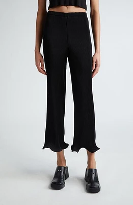 MELITTA BAUMEISTER Rib Ripple Hem Crop Pants Black Pleat at Nordstrom,