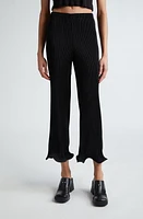 MELITTA BAUMEISTER Rib Ripple Hem Crop Pants Black Pleat at Nordstrom,