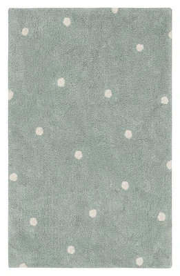 Lorena Canals Mini Polka Dot Washable Cotton Blend Rug in Blue Sage Natural at Nordstrom