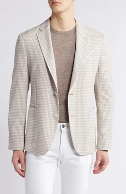 BOSS Hanry Houndstooth Linen & Cotton Blend Sport Coat Beige at Nordstrom,