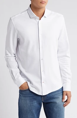 Stone Rose Solid Performance Piqué Button-Up Shirt White at Nordstrom,