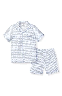 Petite Plume La Mer Two-Piece Short Sleeve Pajamas Blue at Nordstrom,