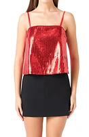 Endless Rose Sequin Crop Camisole Red at Nordstrom,