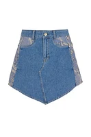 Nocturne Printed Mini Jean Skirt in Blue at Nordstrom