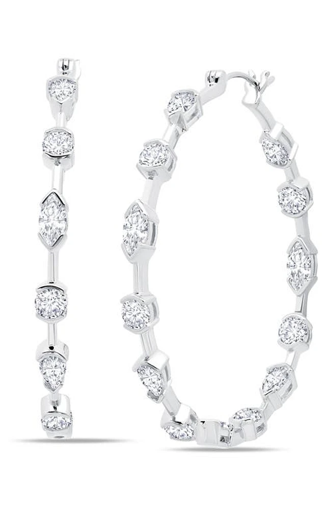 Crislu Multicut Cubic Zirconia Inside Out Hoop Earrings in Platinum at Nordstrom