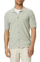 PAIGE Mendez Knit Short Sleeve Button-Up Shirt Zen River at Nordstrom,