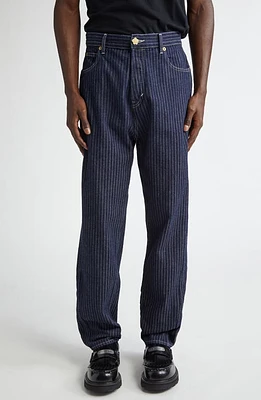 KENZO Engineer Stripe Tapered Fit Jeans Rinse Blue Denim at Nordstrom,