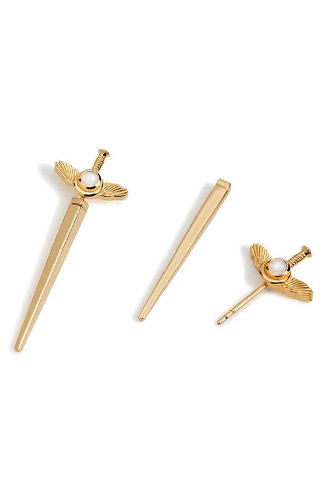 Awe Inspired Moonstone Winged Sword Single Ear Jacket in Gold Vermeil at Nordstrom