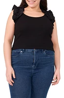 CeCe Mixed Media Stretch Cotton Top at Nordstrom,