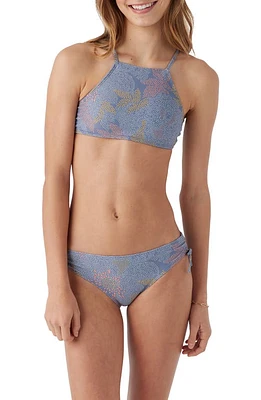 O'Neill Kids' Sandrine Two-Piece Swimsuit Blue Multi at Nordstrom,