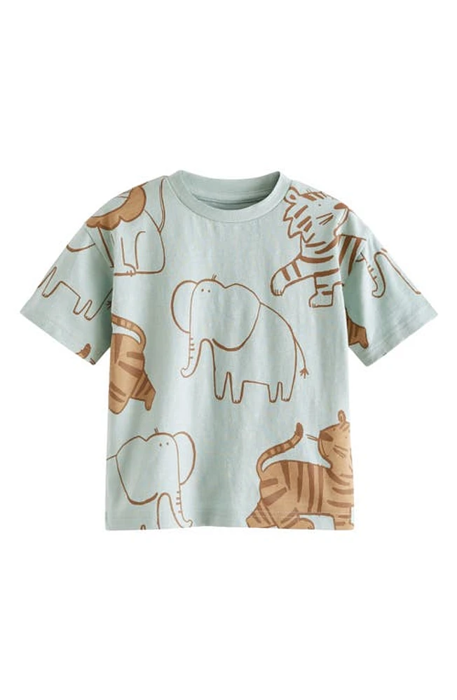 NEXT Kids' Animal Print Cotton T-Shirt in Blue at Nordstrom, Size 6-7 Y