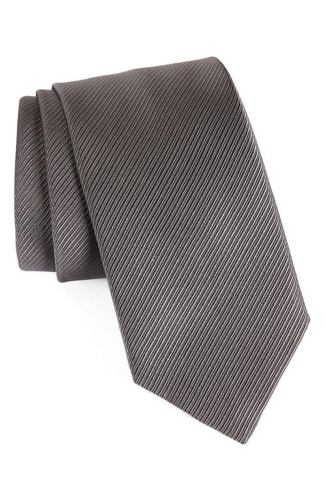 David Donahue Stripe Silk Tie in Charcoal at Nordstrom, Size Regular