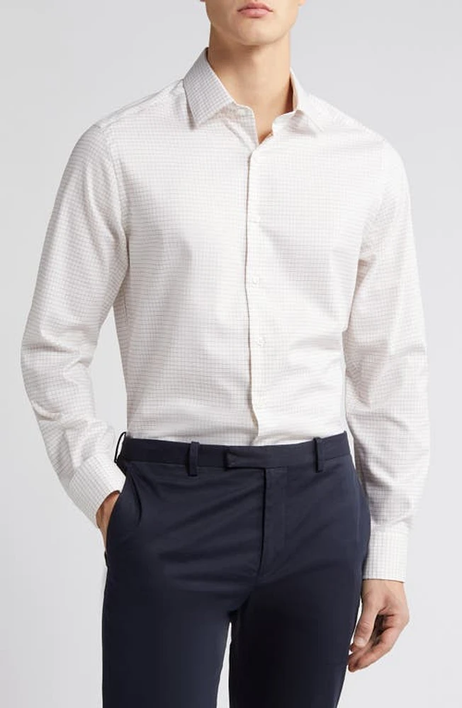 Scott Barber Dobby Windowpane Check Button-Up Shirt Cream at Nordstrom,