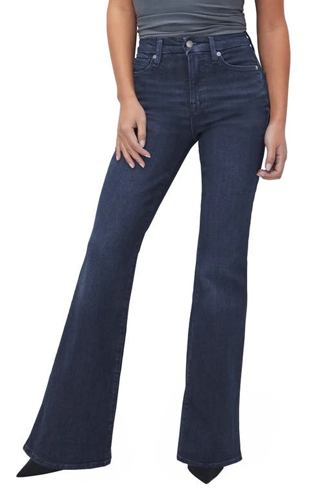 Good American Petite Flare Jeans Blue004 at Nordstrom,