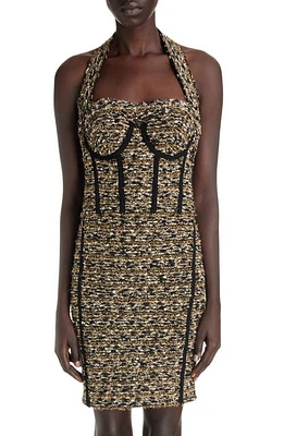 Balmain Tweed Halter Bustier Top Ead Black/Gold at Nordstrom, Us