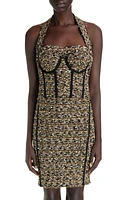 Balmain Tweed Halter Bustier Top Ead Black/Gold at Nordstrom, Us